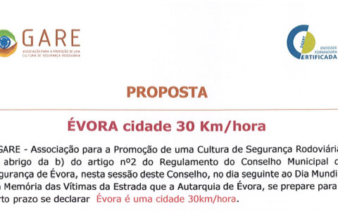 Proposta GARE “ÉVORA Cidade 30 Km/hora”
